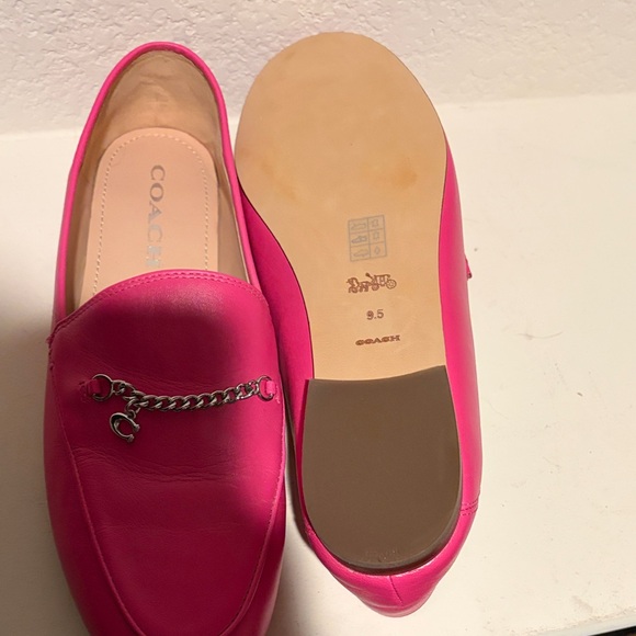 Coach Fuchsia Leather Chain Loafers - Picture 2 of 3